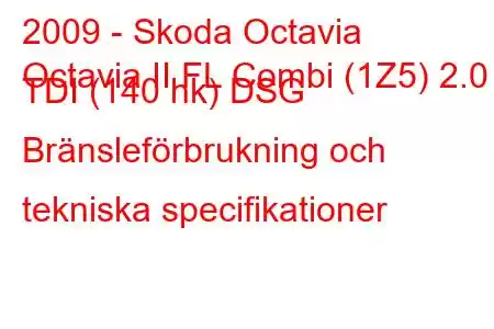 2009 - Skoda Octavia
Octavia II FL Combi (1Z5) 2.0 TDI (140 hk) DSG Bränsleförbrukning och tekniska specifikationer