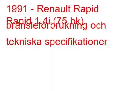 1991 - Renault Rapid
Rapid 1.4i (75 hk) bränsleförbrukning och tekniska specifikationer