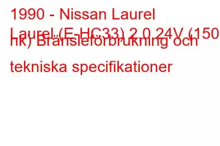 1990 - Nissan Laurel
Laurel (E-HC33) 2,0 24V (150 hk) Bränsleförbrukning och tekniska specifikationer