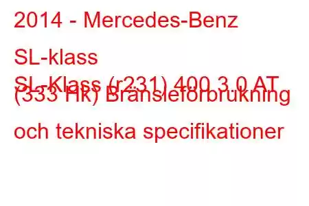 2014 - Mercedes-Benz SL-klass
SL-Klass (r231) 400 3.0 AT (333 Hk) Bränsleförbrukning och tekniska specifikationer