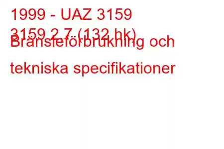 1999 - UAZ 3159
3159 2,7 (132 hk) Bränsleförbrukning och tekniska specifikationer