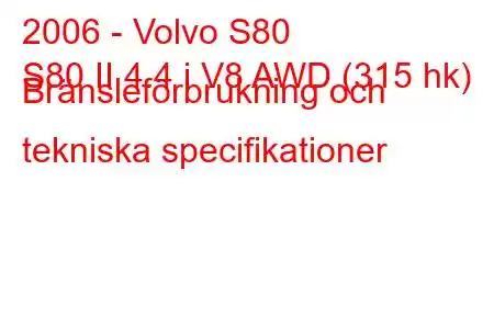 2006 - Volvo S80
S80 II 4.4 i V8 AWD (315 hk) Bränsleförbrukning och tekniska specifikationer