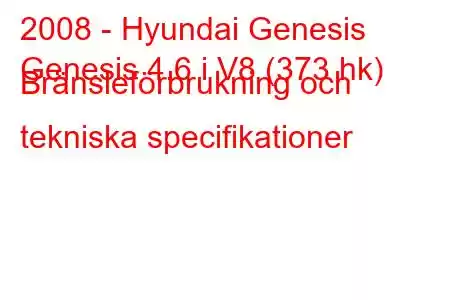 2008 - Hyundai Genesis
Genesis 4.6 i V8 (373 hk) Bränsleförbrukning och tekniska specifikationer