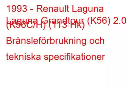 1993 - Renault Laguna
Laguna Grandtour (K56) 2.0 (K56C/H) (113 Hk) Bränsleförbrukning och tekniska specifikationer