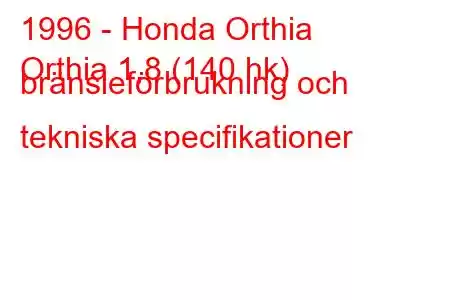 1996 - Honda Orthia
Orthia 1,8 (140 hk) bränsleförbrukning och tekniska specifikationer