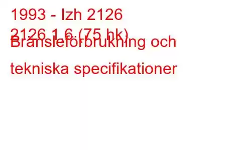 1993 - Izh 2126
2126 1,6 (75 hk) Bränsleförbrukning och tekniska specifikationer