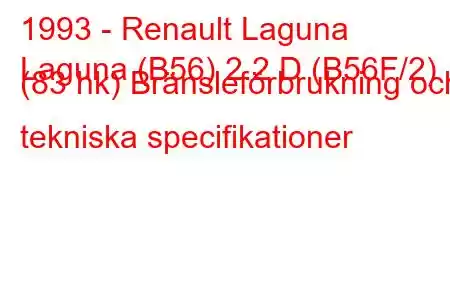 1993 - Renault Laguna
Laguna (B56) 2.2 D (B56F/2) (83 hk) Bränsleförbrukning och tekniska specifikationer