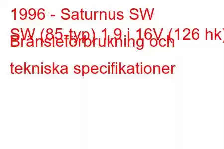 1996 - Saturnus SW
SW (85-typ) 1,9 i 16V (126 hk) Bränsleförbrukning och tekniska specifikationer