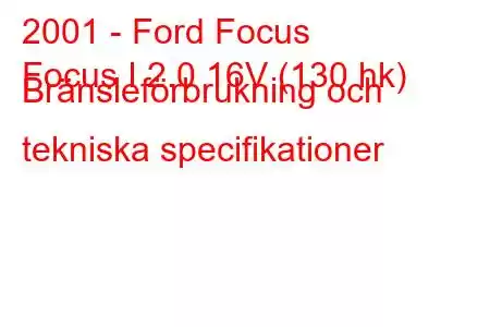 2001 - Ford Focus
Focus I 2.0 16V (130 hk) Bränsleförbrukning och tekniska specifikationer