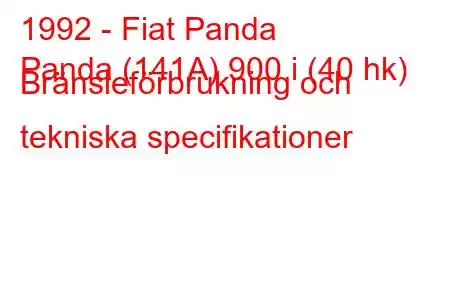 1992 - Fiat Panda
Panda (141A) 900 i (40 hk) Bränsleförbrukning och tekniska specifikationer