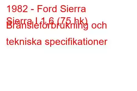 1982 - Ford Sierra
Sierra I 1,6 (75 hk) Bränsleförbrukning och tekniska specifikationer