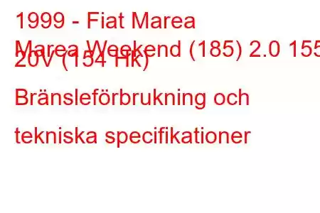 1999 - Fiat Marea
Marea Weekend (185) 2.0 155 20V (154 Hk) Bränsleförbrukning och tekniska specifikationer