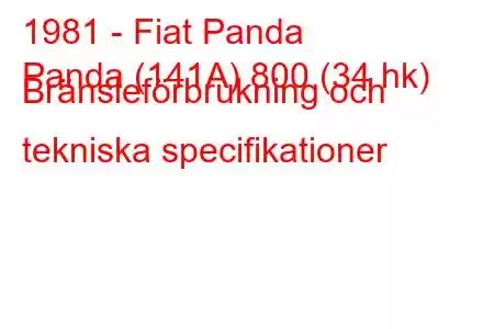 1981 - Fiat Panda
Panda (141A) 800 (34 hk) Bränsleförbrukning och tekniska specifikationer