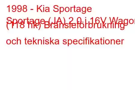 1998 - Kia Sportage
Sportage (JA) 2.0 i 16V Wagon (118 hk) Bränsleförbrukning och tekniska specifikationer