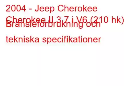 2004 - Jeep Cherokee
Cherokee II 3.7 i V6 (210 hk) Bränsleförbrukning och tekniska specifikationer