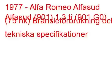 1977 - Alfa Romeo Alfasud
Alfasud (901) 1.3 ti (901.G0) (75 hk) Bränsleförbrukning och tekniska specifikationer