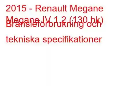 2015 - Renault Megane
Megane IV 1.2 (130 hk) Bränsleförbrukning och tekniska specifikationer