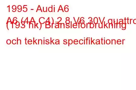 1995 - Audi A6
A6 (4A,C4) 2,8 V6 30V quattro (193 hk) Bränsleförbrukning och tekniska specifikationer