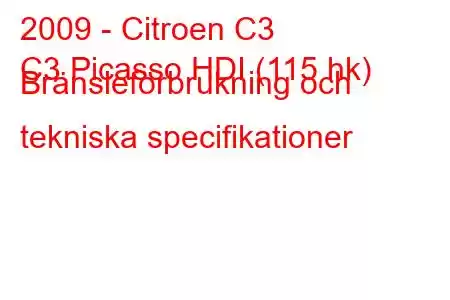 2009 - Citroen C3
C3 Picasso HDI (115 hk) Bränsleförbrukning och tekniska specifikationer