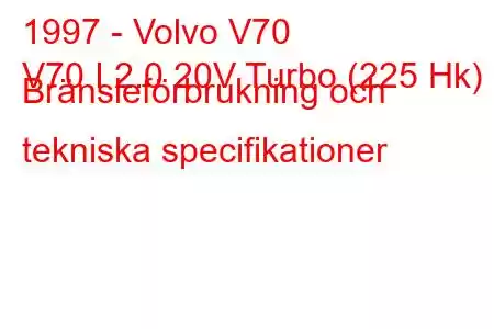 1997 - Volvo V70
V70 I 2.0 20V Turbo (225 Hk) Bränsleförbrukning och tekniska specifikationer