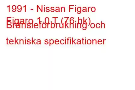 1991 - Nissan Figaro
Figaro 1.0 T (76 hk) Bränsleförbrukning och tekniska specifikationer