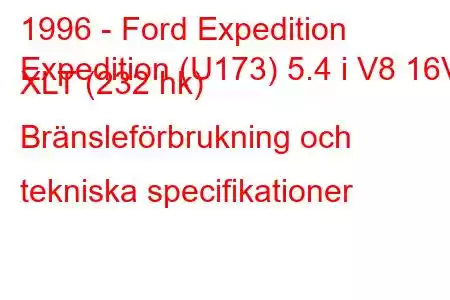 1996 - Ford Expedition
Expedition (U173) 5.4 i V8 16V XLT (232 hk) Bränsleförbrukning och tekniska specifikationer