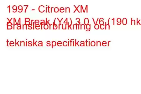 1997 - Citroen XM
XM Break (Y4) 3.0 V6 (190 hk) Bränsleförbrukning och tekniska specifikationer