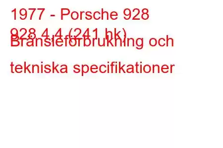 1977 - Porsche 928
928 4,4 (241 hk) Bränsleförbrukning och tekniska specifikationer