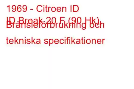 1969 - Citroen ID
ID Break 20 F (90 Hk) Bränsleförbrukning och tekniska specifikationer