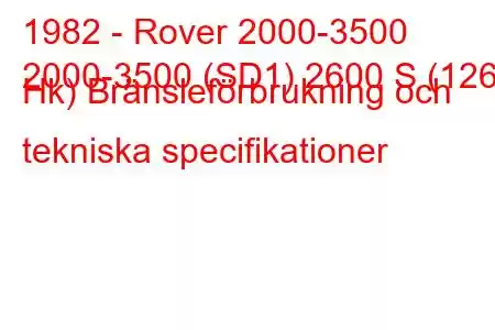 1982 - Rover 2000-3500
2000-3500 (SD1) 2600 S (126 Hk) Bränsleförbrukning och tekniska specifikationer