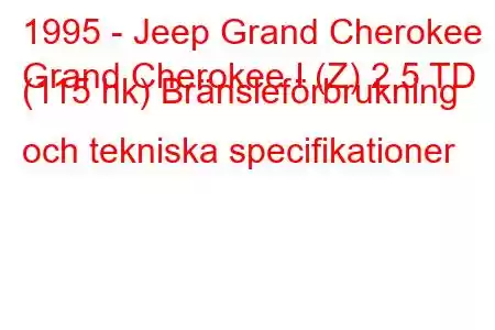 1995 - Jeep Grand Cherokee
Grand Cherokee I (Z) 2,5 TD (115 hk) Bränsleförbrukning och tekniska specifikationer