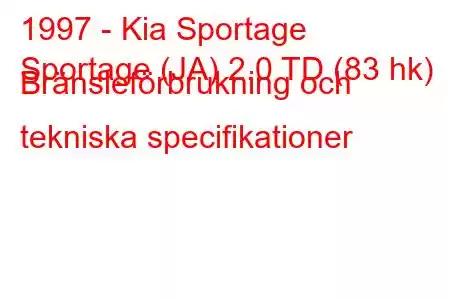 1997 - Kia Sportage
Sportage (JA) 2.0 TD (83 hk) Bränsleförbrukning och tekniska specifikationer