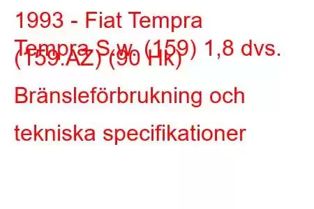 1993 - Fiat Tempra
Tempra S.w. (159) 1,8 dvs. (159.AZ) (90 Hk) Bränsleförbrukning och tekniska specifikationer