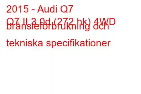 2015 - Audi Q7
Q7 II 3.0d (272 hk) 4WD bränsleförbrukning och tekniska specifikationer