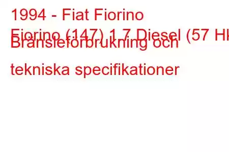 1994 - Fiat Fiorino
Fiorino (147) 1.7 Diesel (57 Hk) Bränsleförbrukning och tekniska specifikationer