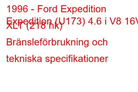 1996 - Ford Expedition
Expedition (U173) 4.6 i V8 16V XLT (218 hk) Bränsleförbrukning och tekniska specifikationer