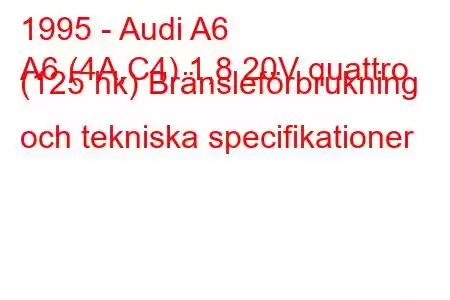 1995 - Audi A6
A6 (4A,C4) 1,8 20V quattro (125 hk) Bränsleförbrukning och tekniska specifikationer