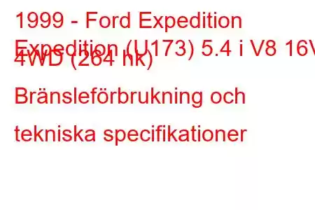 1999 - Ford Expedition
Expedition (U173) 5.4 i V8 16V 4WD (264 hk) Bränsleförbrukning och tekniska specifikationer