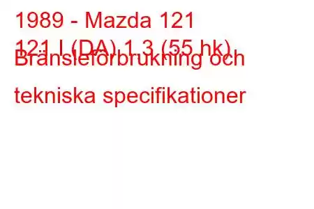 1989 - Mazda 121
121 I (DA) 1,3 (55 hk) Bränsleförbrukning och tekniska specifikationer