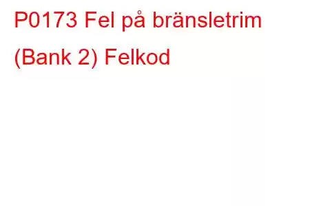 P0173 Fel på bränsletrim (Bank 2) Felkod