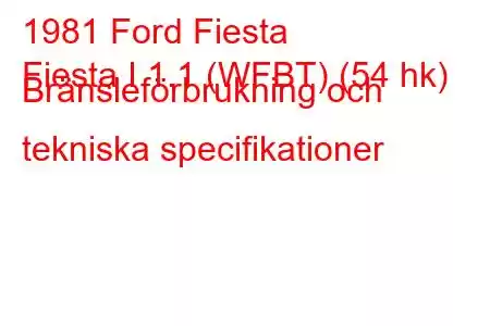 1981 Ford Fiesta
Fiesta I 1.1 (WFBT) (54 hk) Bränsleförbrukning och tekniska specifikationer