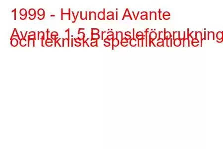 1999 - Hyundai Avante
Avante 1.5 Bränsleförbrukning och tekniska specifikationer