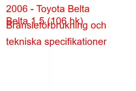 2006 - Toyota Belta
Belta 1,5 (106 hk) Bränsleförbrukning och tekniska specifikationer