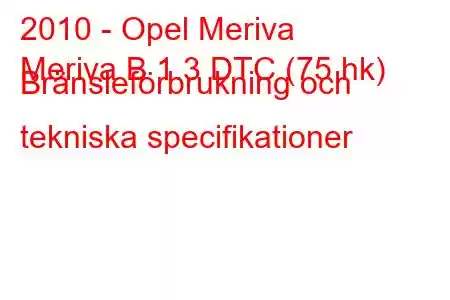 2010 - Opel Meriva
Meriva B 1.3 DTC (75 hk) Bränsleförbrukning och tekniska specifikationer