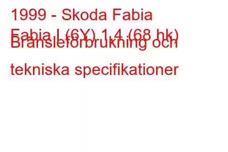 1999 - Skoda Fabia
Fabia I (6Y) 1,4 (68 hk) Bränsleförbrukning och tekniska specifikationer