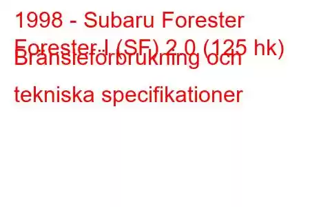 1998 - Subaru Forester
Forester I (SF) 2.0 (125 hk) Bränsleförbrukning och tekniska specifikationer