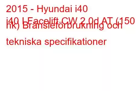 2015 - Hyundai i40
i40 I Facelift CW 2.0d AT (150 hk) Bränsleförbrukning och tekniska specifikationer