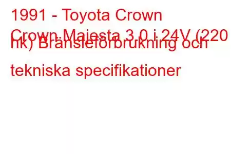 1991 - Toyota Crown
Crown Majesta 3.0 i 24V (220 hk) Bränsleförbrukning och tekniska specifikationer