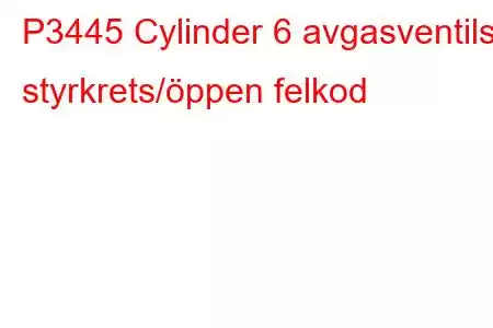 P3445 Cylinder 6 avgasventils styrkrets/öppen felkod