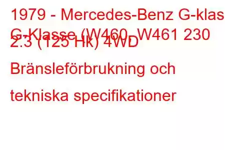 1979 - Mercedes-Benz G-klass
G-Klasse (W460, W461 230 2.3 (125 Hk) 4WD Bränsleförbrukning och tekniska specifikationer